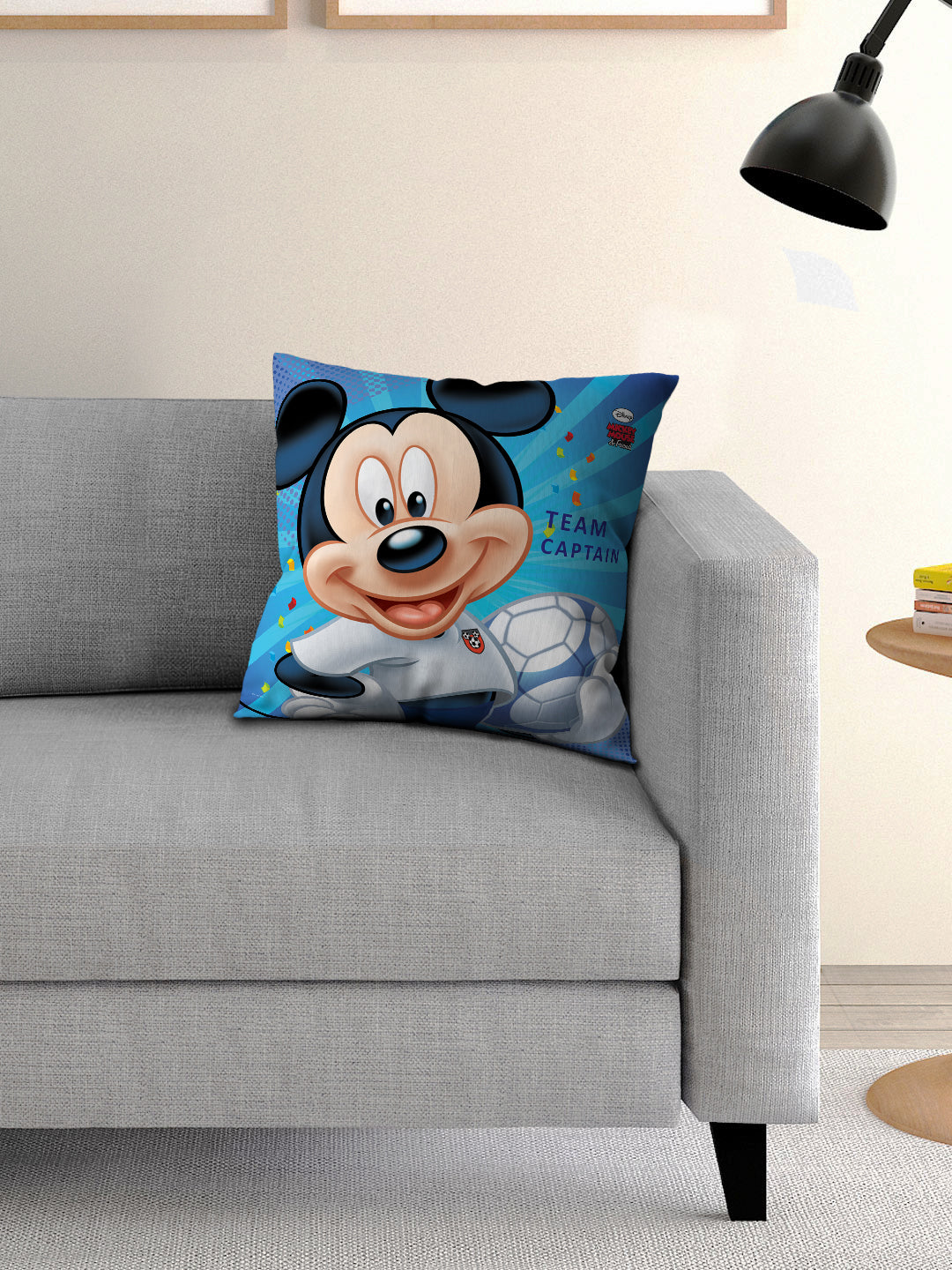 Disney Mickey Mouse Kids Filled Cushion by Athom Living featuring a colorful cartoon print, soft fabric, and plush filling, perfect for kids’ bedrooms, playrooms, sofas, or gifting comfort and Disney-themed decor appeal.