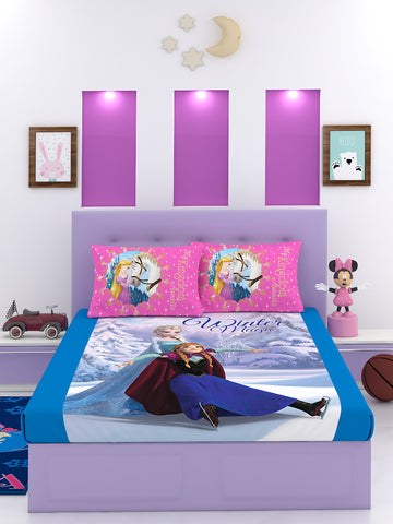 Disney Frozen Winter Magic Cotton Double Bedsheet Set- King Size