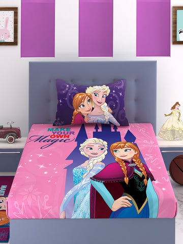 Disney Frozen Make Your Own Magic Pink Cotton Single Bedsheet Set