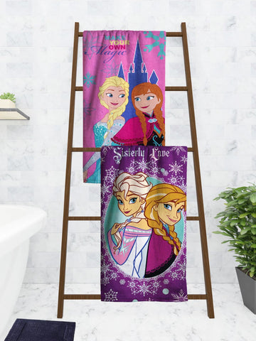 Athom Trendz Disney Frozen Sisterly Love Elsa & Anna  Kids Bath Towel 60x120 cm Pack of 2