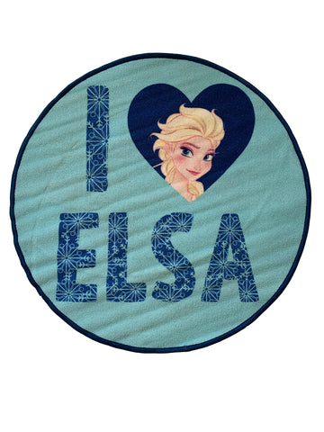 Athom Living Disney Frozen I Love Elsa Kids Round Carpet Blue 90 Diameter