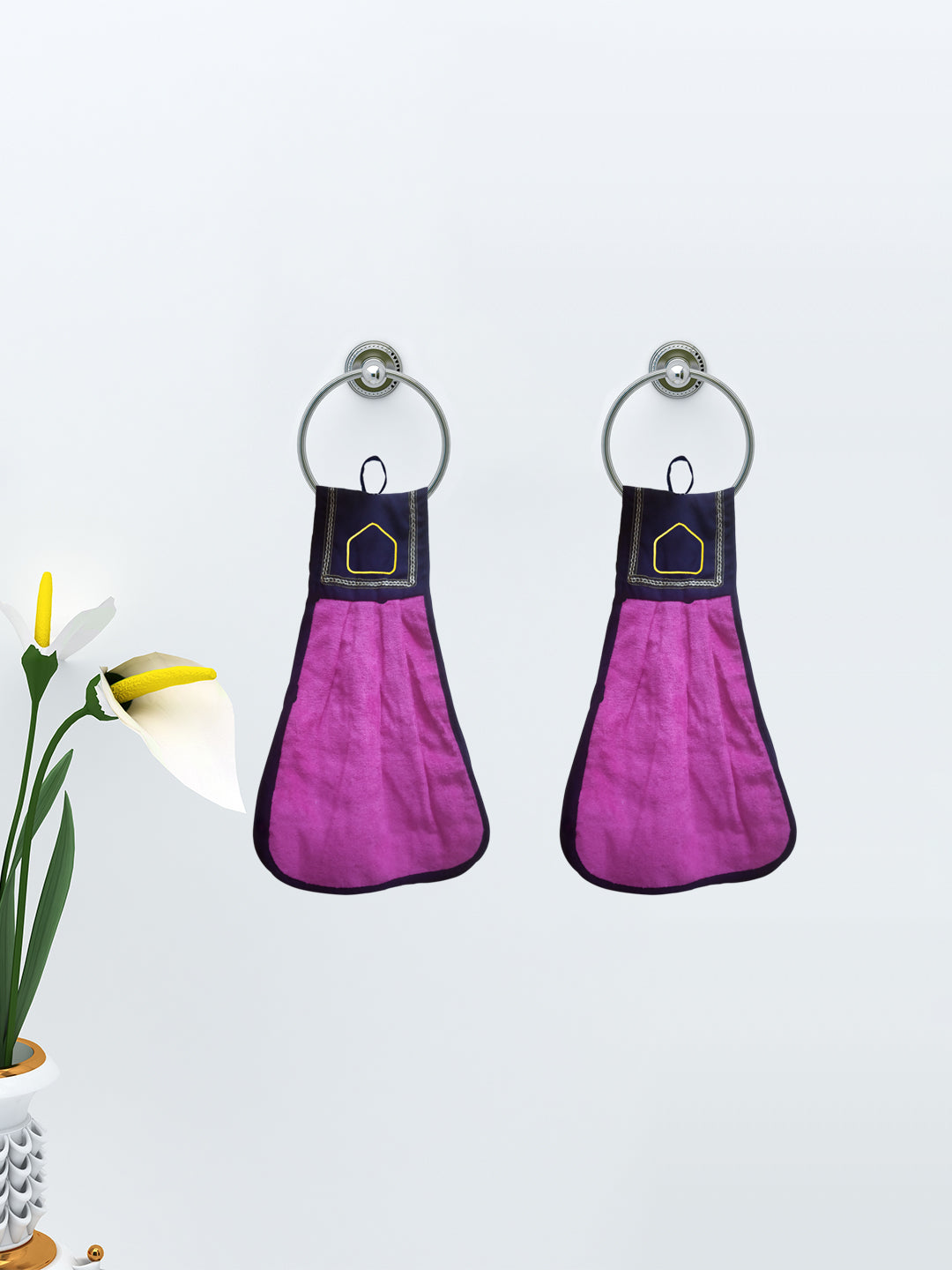 Loop hanging pink cotton towel by Athom Living created for kitchen and bathroom, delivering comfort, high absorbency, and durability to support everyday cleaning needs. Wash Basin Towel / Hand Towel Pack of 1, 2 and 4