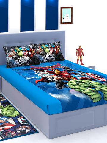 Marvel Avengers Assemble Cotton Double Bedsheet Set- King Size