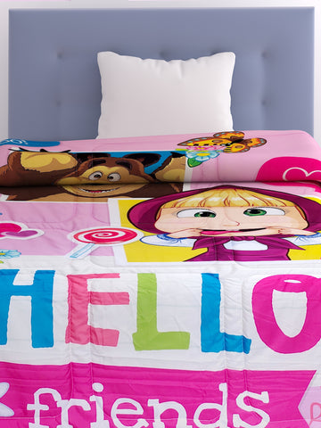 Athom Living Masha & The Bear Hello Friends  Kids Comforter 380 GSM 135x220 cm