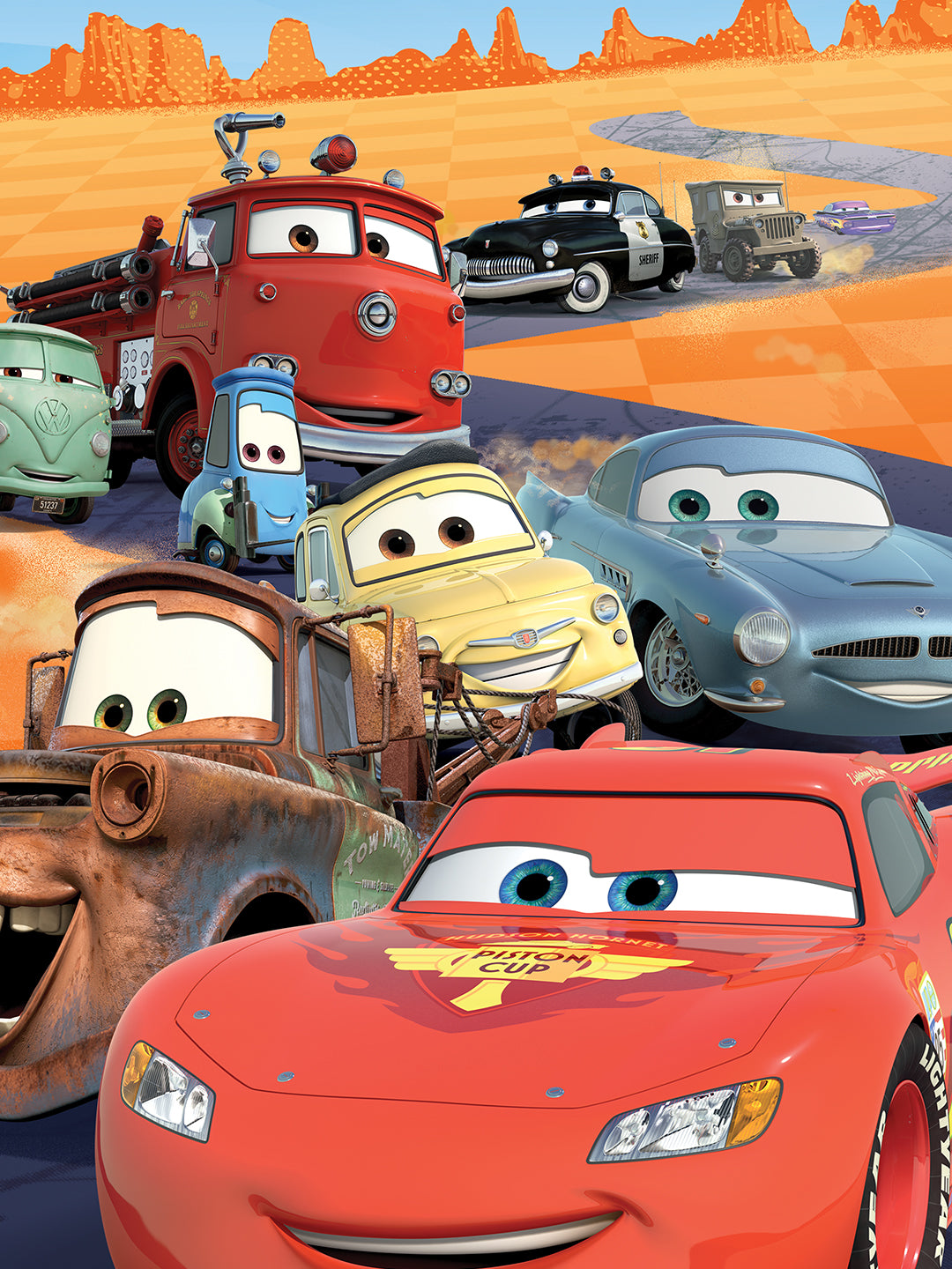 Make bedtime fun with this Disney Piston Cups Cars kids double bedsheet with 2 pillow cover, crafted from premium cotton for softness, durability, and easy maintenance in any kid’s room.