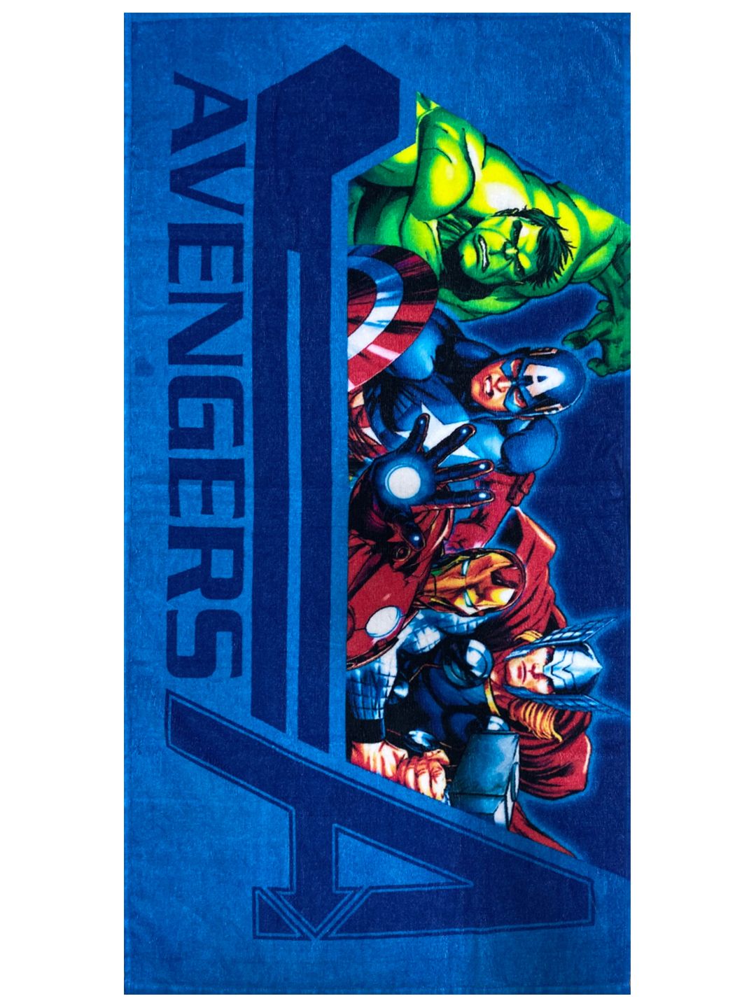Marvel Avengers superhero themed Kids Cotton Bath Towel by Athom Living designed with bold Assemble artwork, offering gentle cotton texture, high absorbency and durability for everyday kids bathroom use.