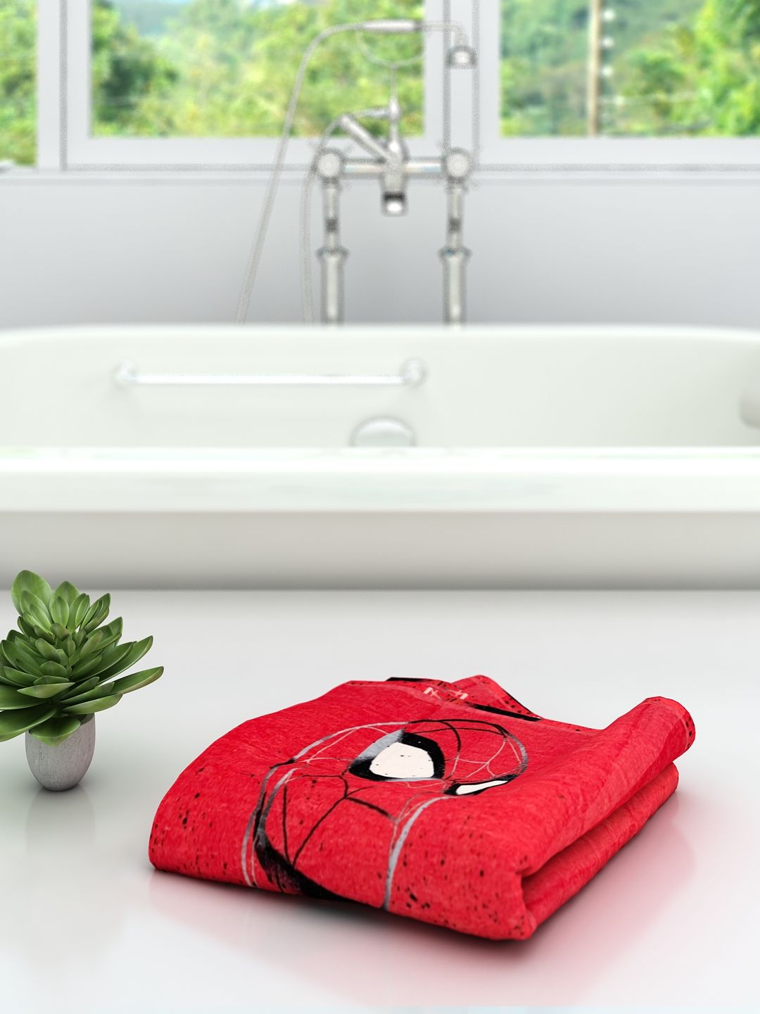 Official Marvel Spiderman Kids Cotton Bath Towel by Athom Living – 60x120 cm, 350 GSM, Super Absorbent, Soft & Durable for Daily Use