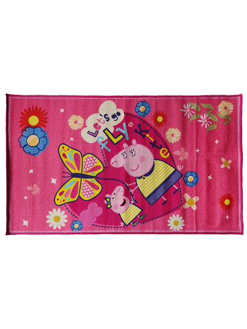 Peppa Pig Let's Go Fly kite Pink Kids Carpet 3ft x 5ft