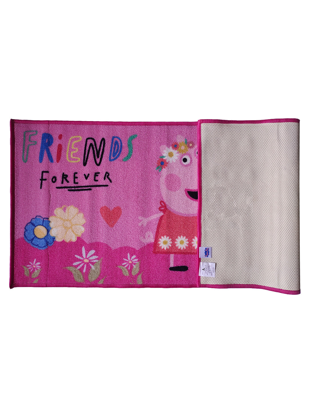 Peppa Pig Friends Forever Kids runner carpet by Athom Living crafted with premium fabric, anti-slip safety, and cute character prints. A perfect runner carpet choice for enhancing kids’ room décor.