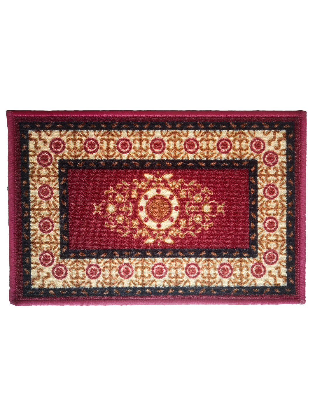 Premium Eazy Home Floral Red Doormat by Athom Living, anti-skid bathmat ideal for living room or doorway, high-quality material, stylish red floral design adds elegance and safety.