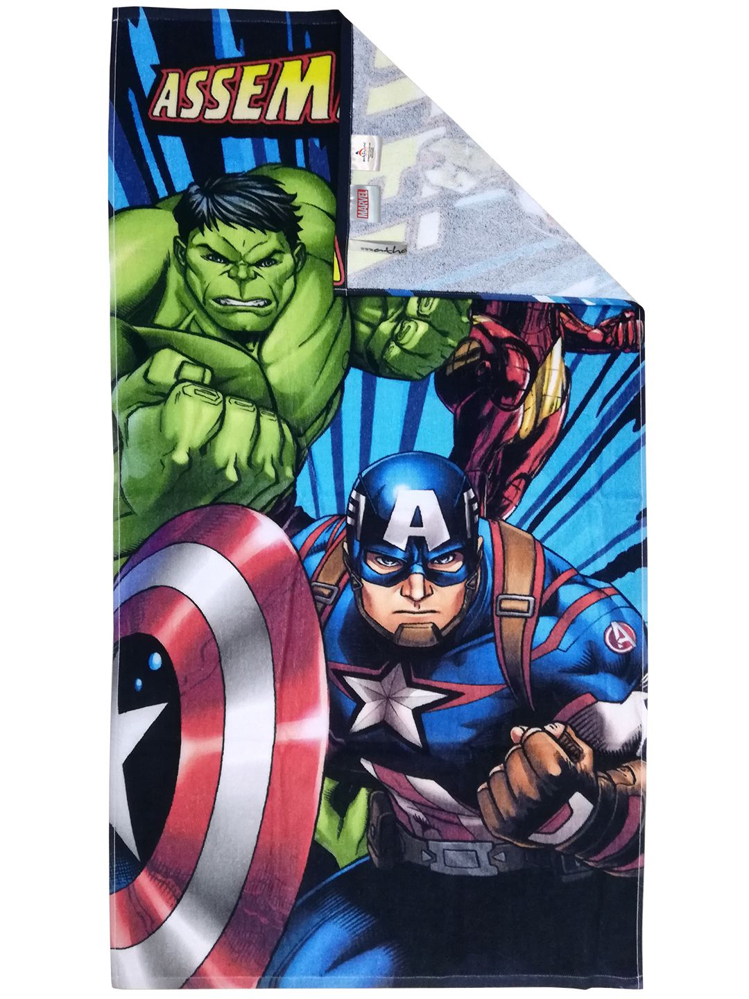 Premium Marvel Avengers Assemble Kids Cotton Bath Towel by Athom Living with detailed digital print, soft cotton feel and excellent absorbency, perfect for children who love superhero bath accessories.