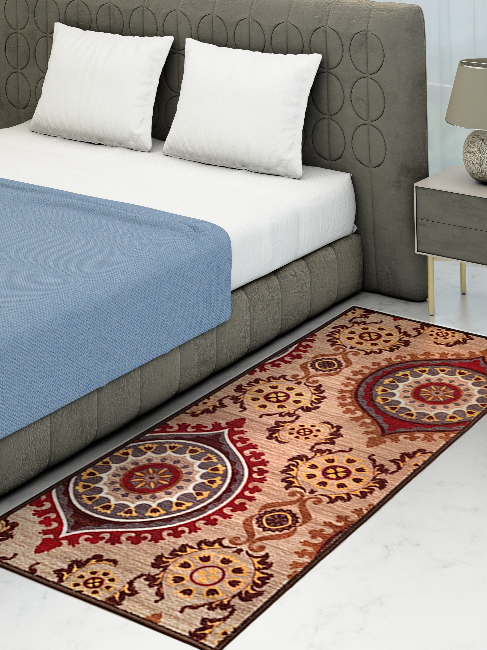 Premium Persian Maroon Runner Carpet by Athom Living, anti-slip design, stylish and durable, perfect for living rooms, hallways, or entryways, adding warmth and elegance to any space.