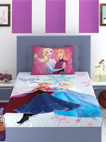 Athom Living Disney Frozen Kids Room set 1 Single Bedsheet with Pillow Cover + 1 Runner Carpet+ 2 Cushion Cover