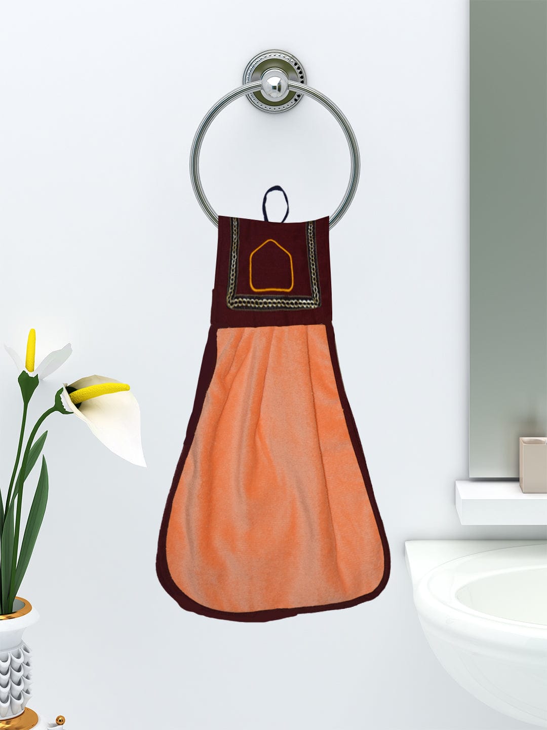 Soft loop-hanging cotton towel designed for kitchen and bathroom use by Athom Living, offering quick absorption and a stylish look. Perfect daily-use Wash Basin Towel / Hand Towel Pack of 1, 2 and 4.