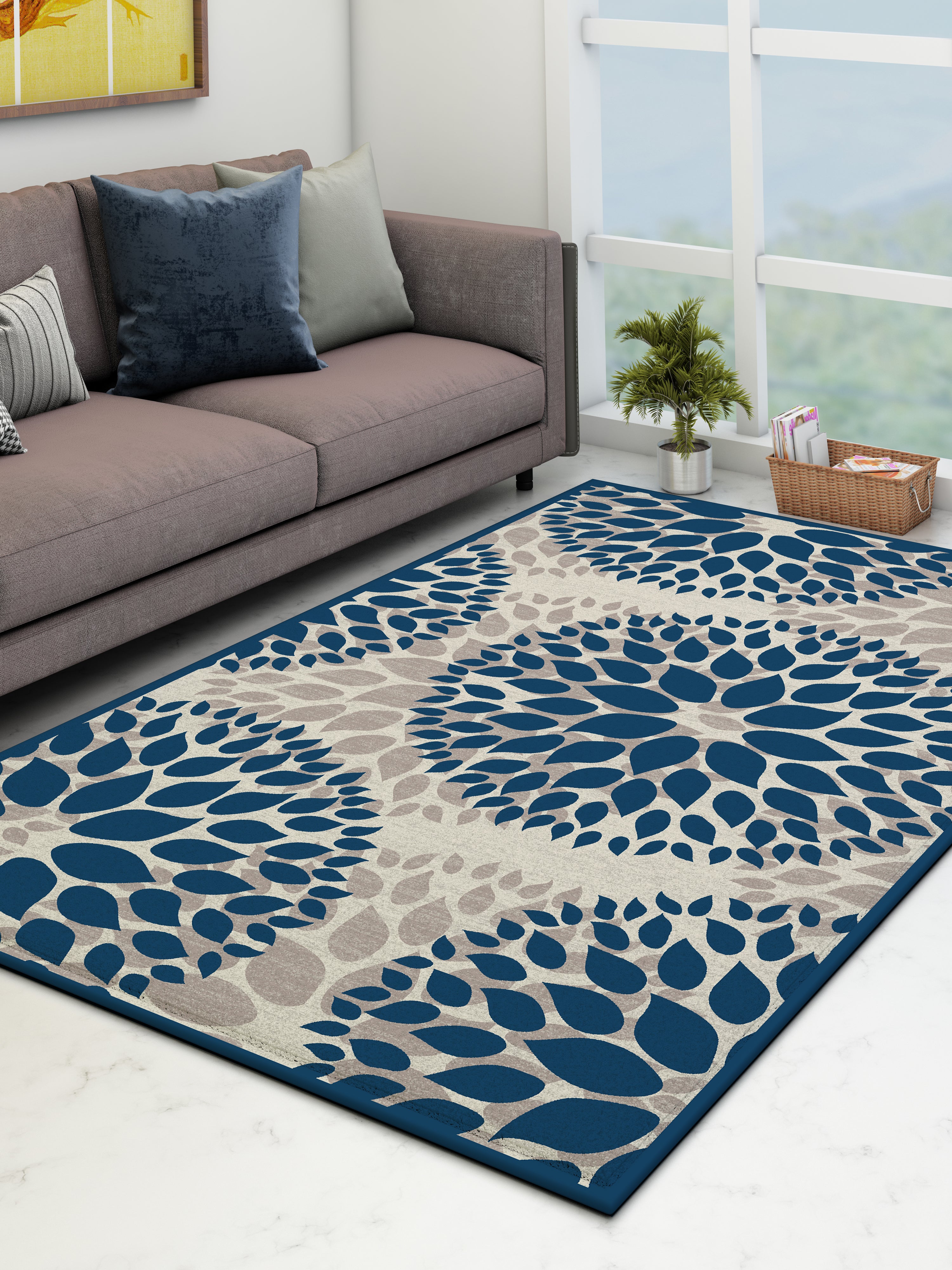 Vibrant Drop Blue Carpet with Anti-Slip Runner & Doormat by Athom Living, designed to enhance home interiors, prevent slips, and offer comfort, style, and long-lasting durability.