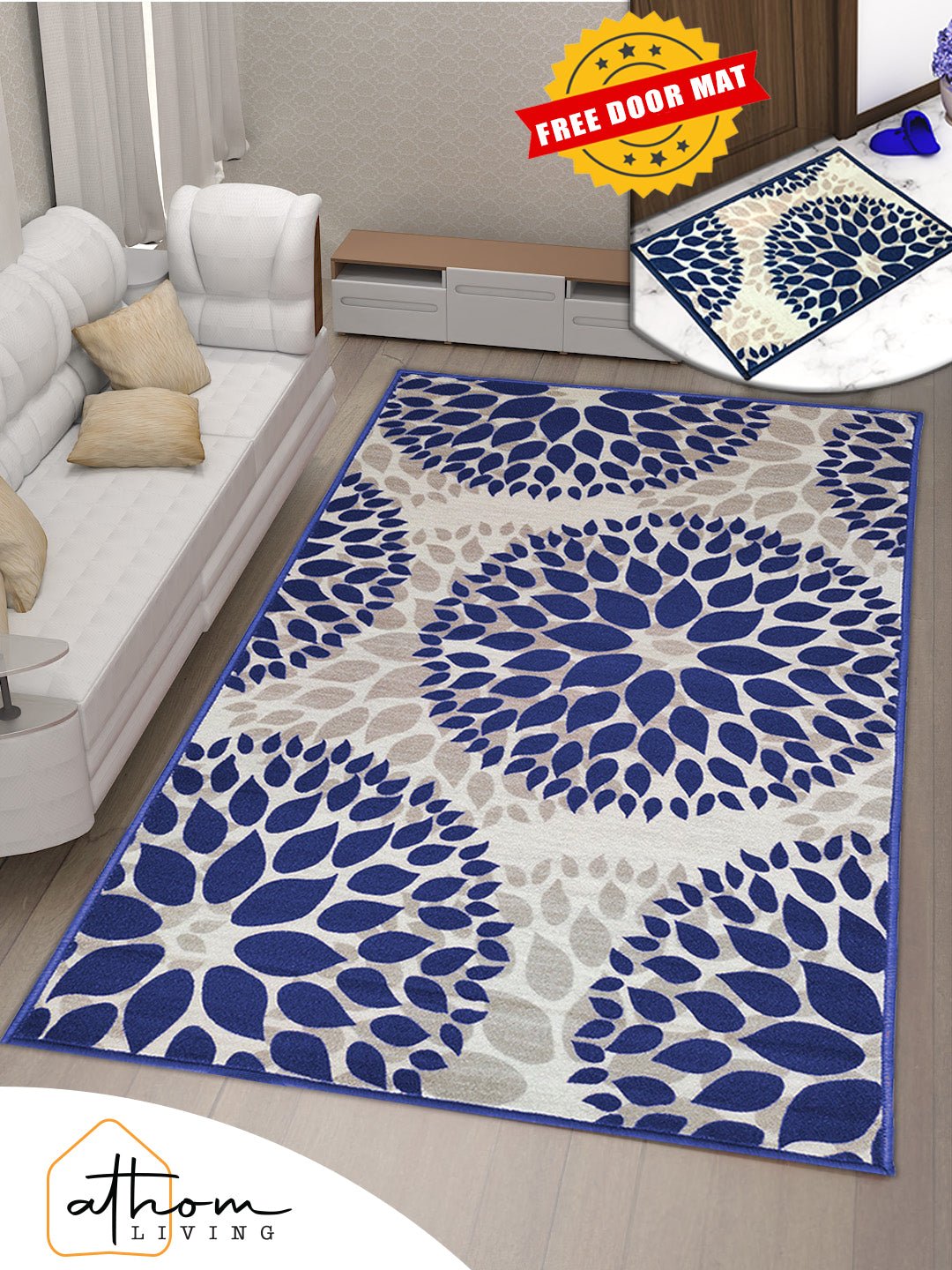 Angel Blue Premium Anti - Slip Carpet by Athom Living - Athom Living