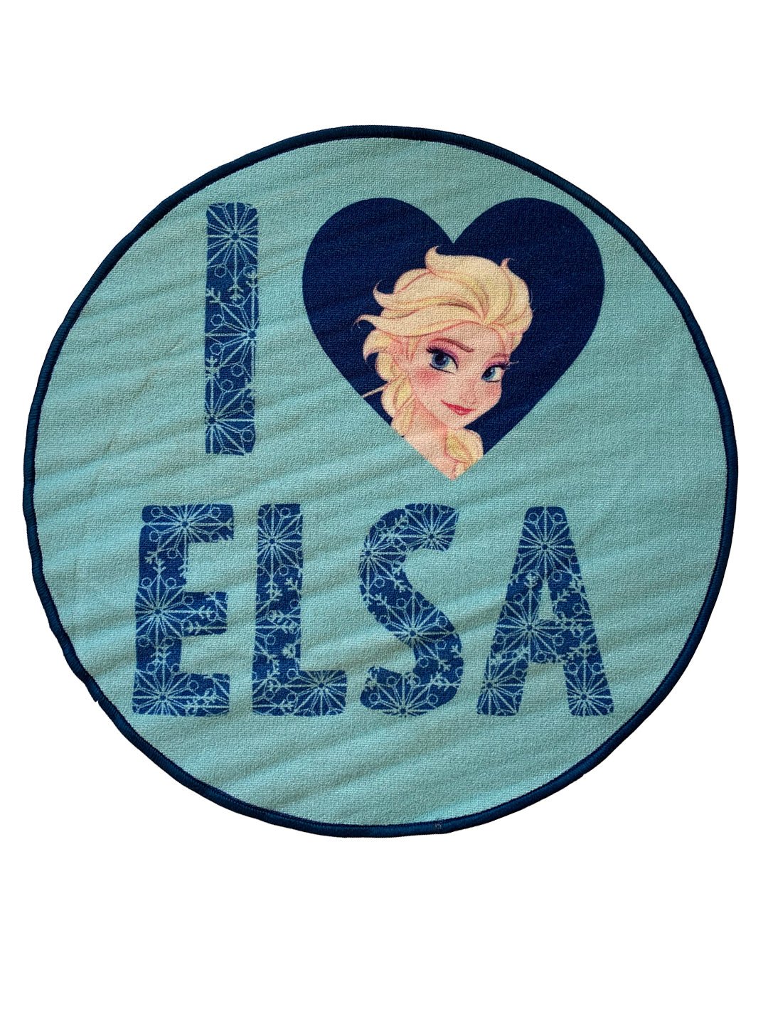 Athom Living Disney Frozen I Love Elsa Kids Round Carpet Blue 90 Diameter - Athom Living