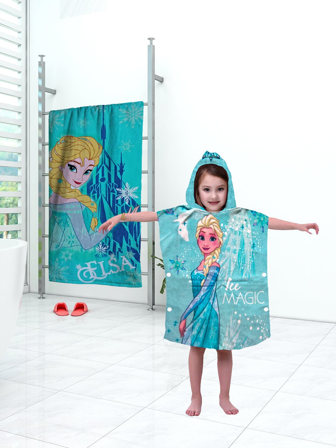 Athom Living Disney Frozen Kids Hooded & Bath Towel Combo 60x120 cm - Athom Living