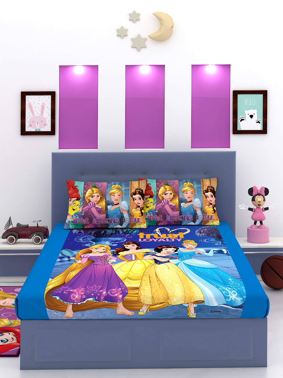 Athom Living Disney Frozen Make Your Own Magic Pink Cotton Double Bedsheet Set - King Size - Athom Living