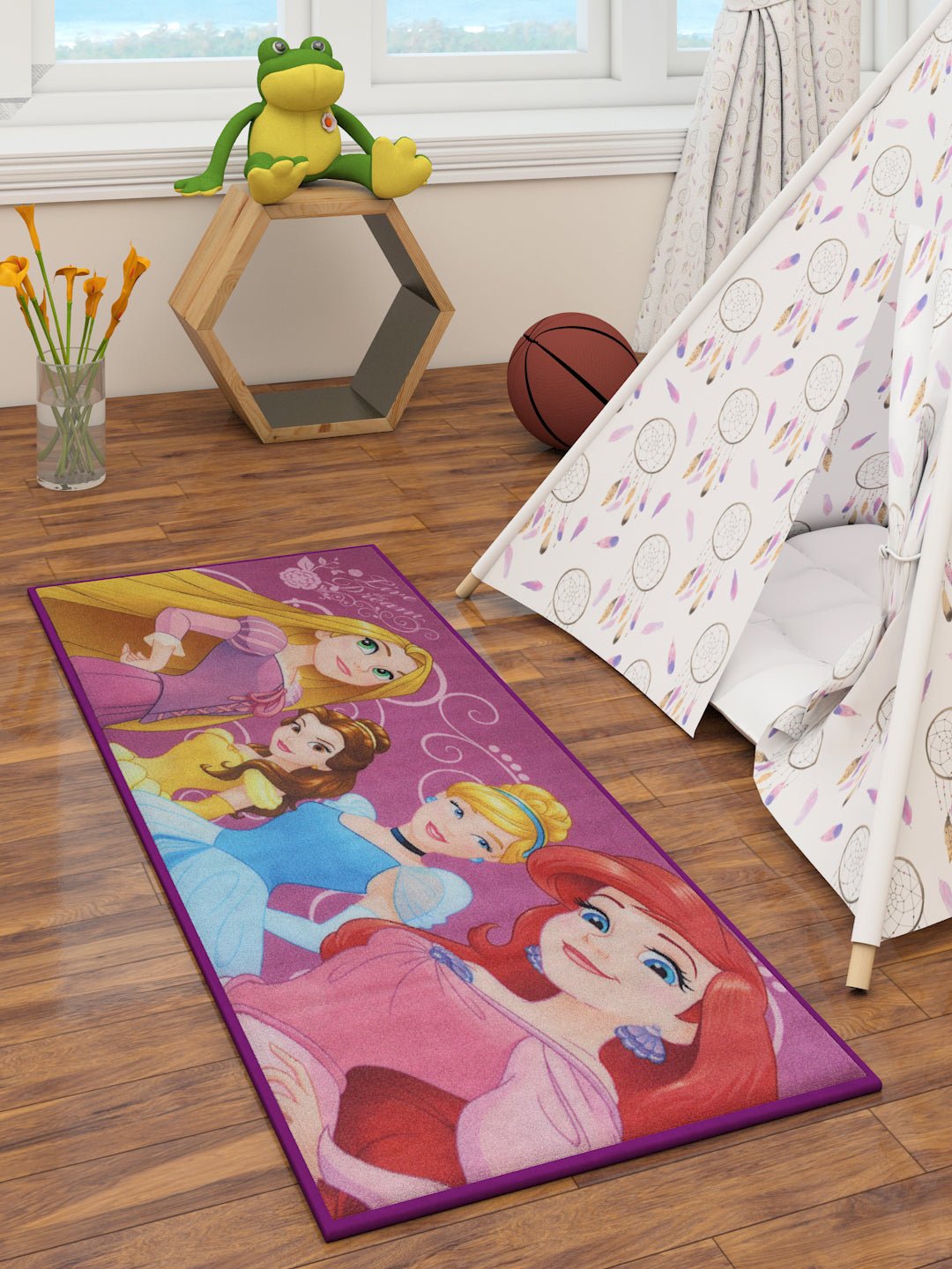 Athom Living Disney Princess Kids Room Set 1 Single Comforter + 1 Runner Carpet + 2 Cushion Covers - Athom Living