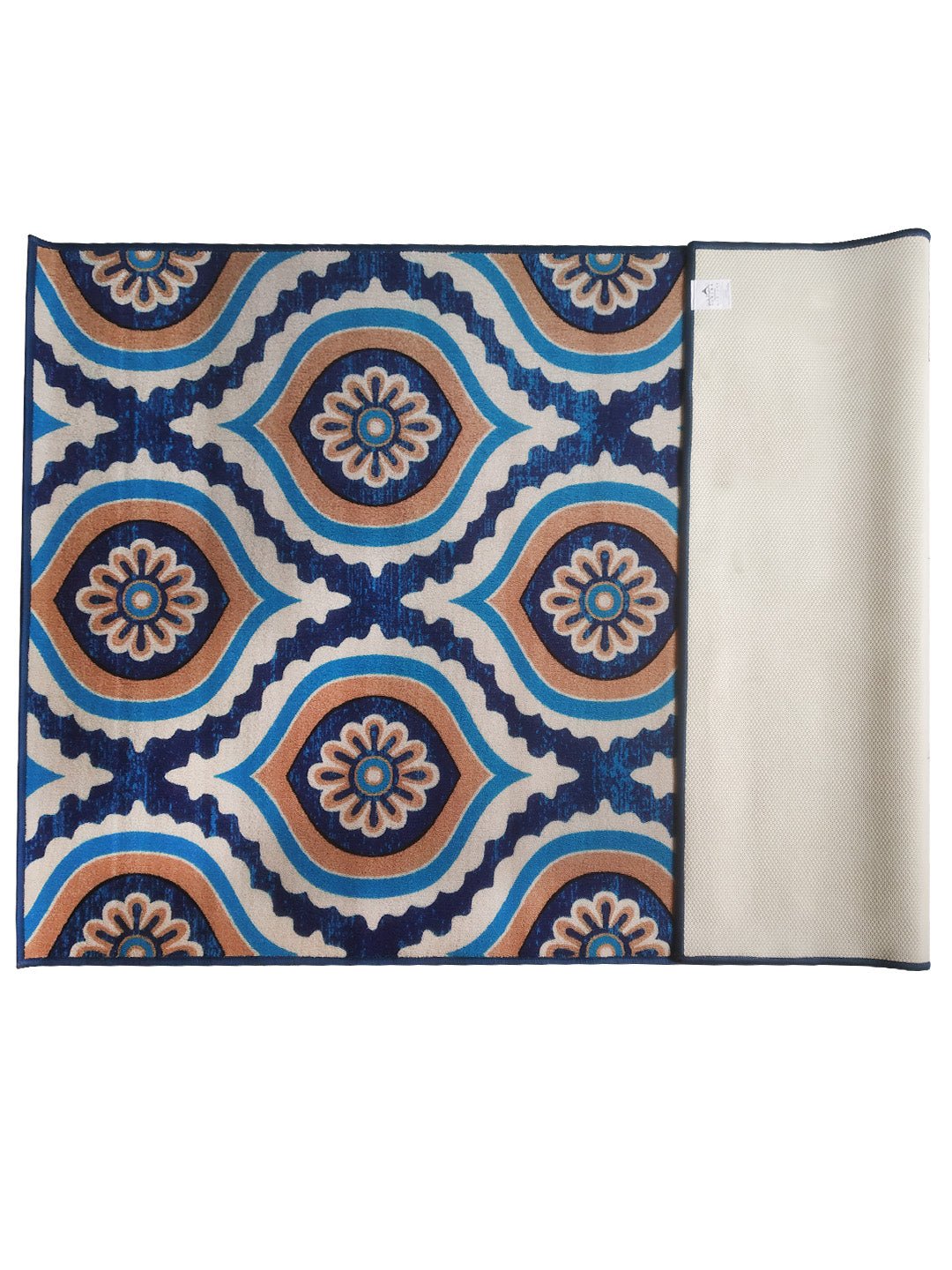 Athom Living Ikat Blue Premium Anti Slip Printed Carpet - Athom Living