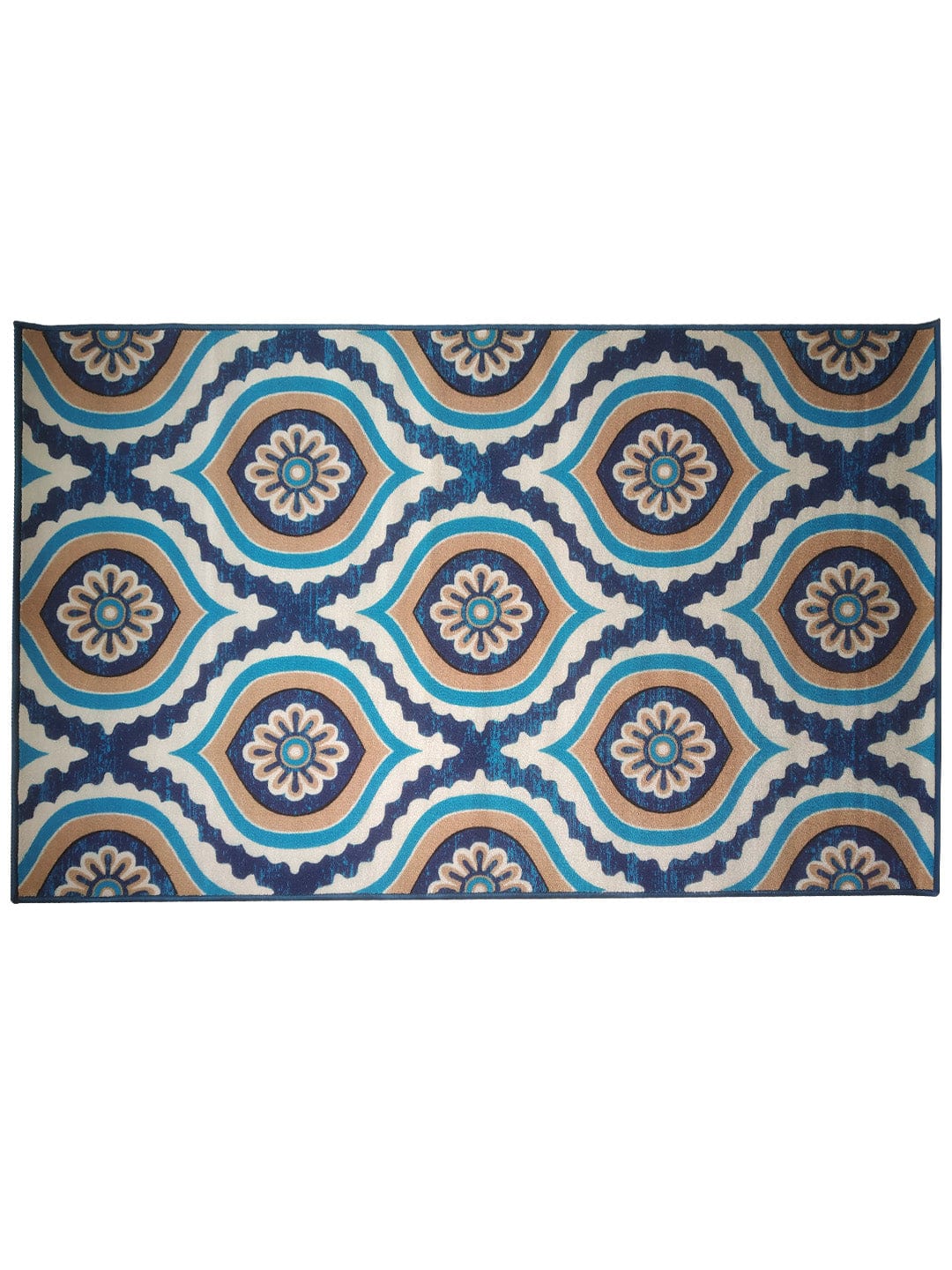 Athom Living Ikat Blue Premium Anti Slip Printed Carpet - Athom Living