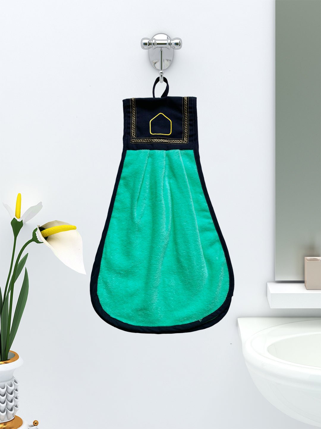 Athom Living Loop Hanging Blue Cotton Washbasin Towel for Kitchen and Bathroom - Athom Living