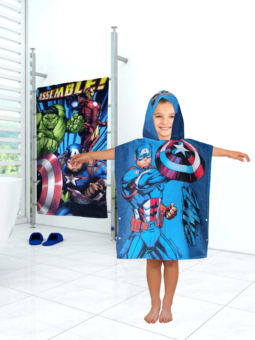 Athom Living Marvel Avengers Kids Hooded & Bath Towel Combo 60x120 cm - Athom Living