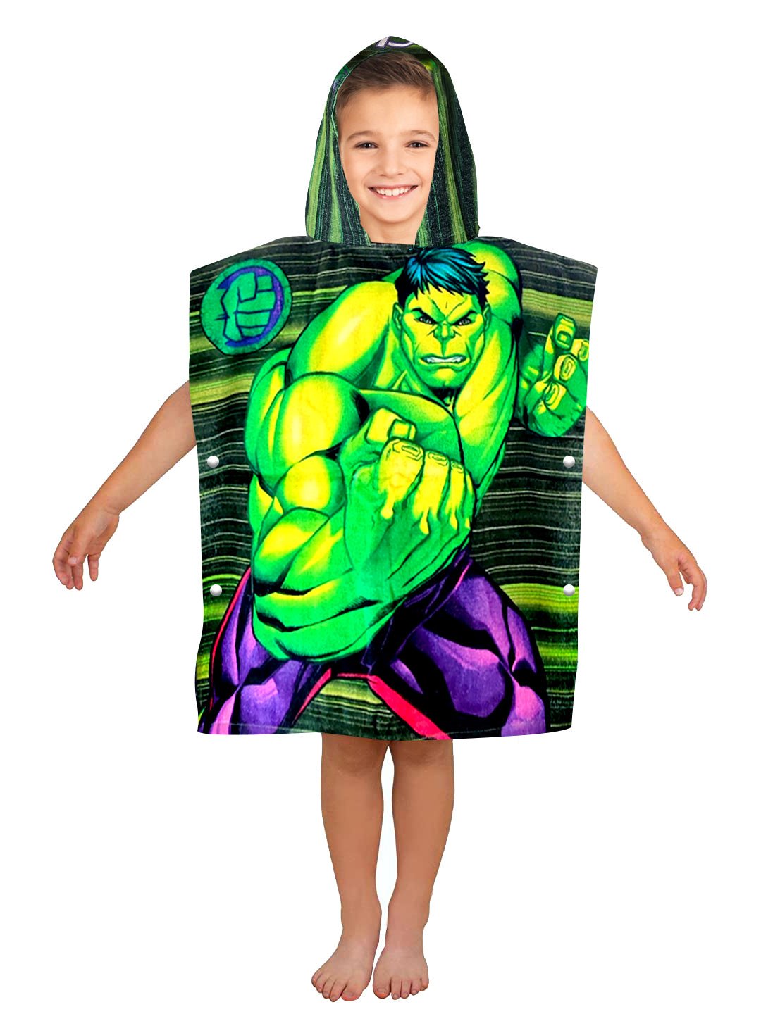 Athom Living Marvel Hulk Kids Hooded & Bath Towel Combo 60x120 cm - Athom Living