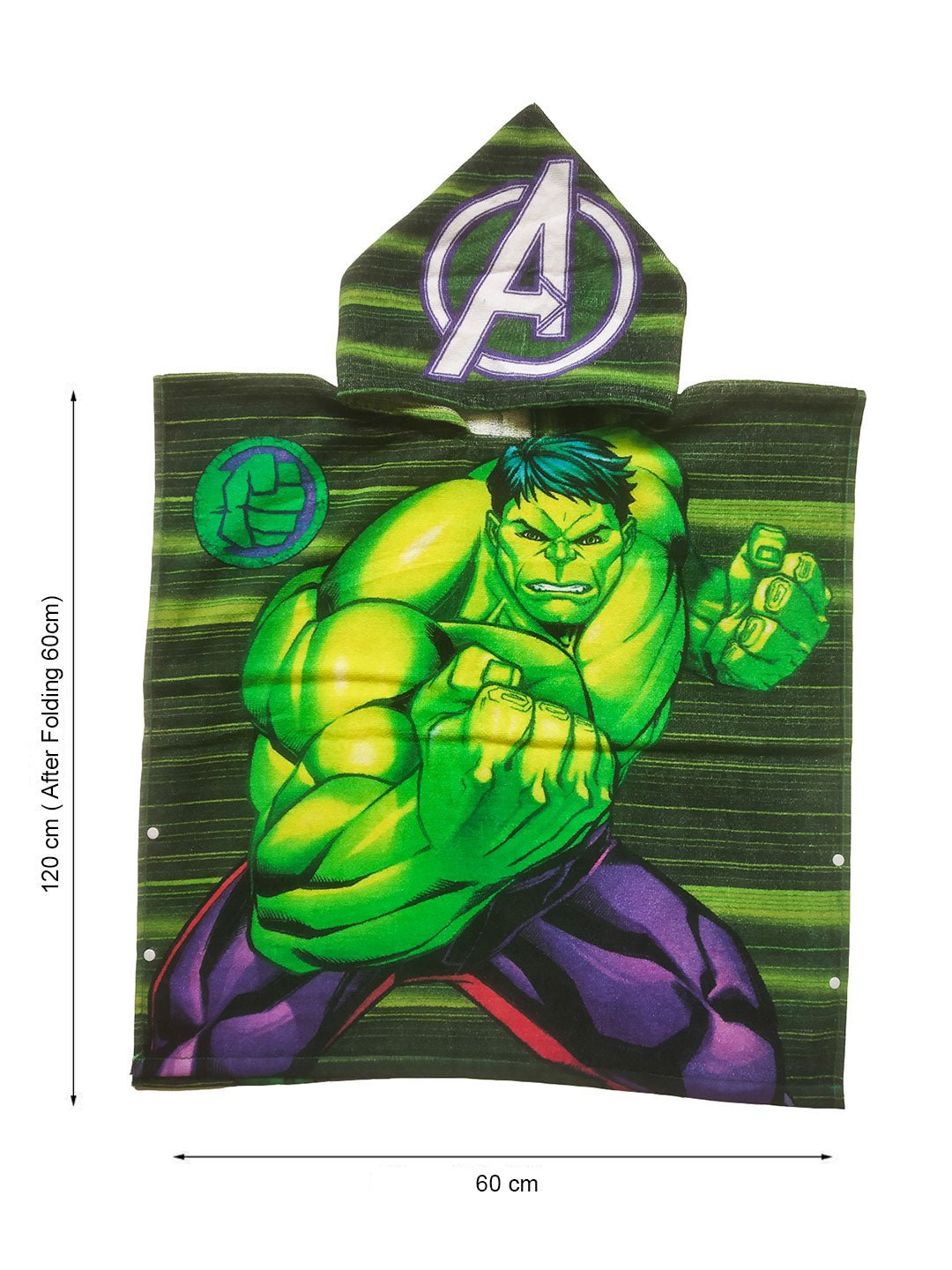 Athom Living Marvel Hulk Kids Hooded & Bath Towel Combo 60x120 cm - Athom Living