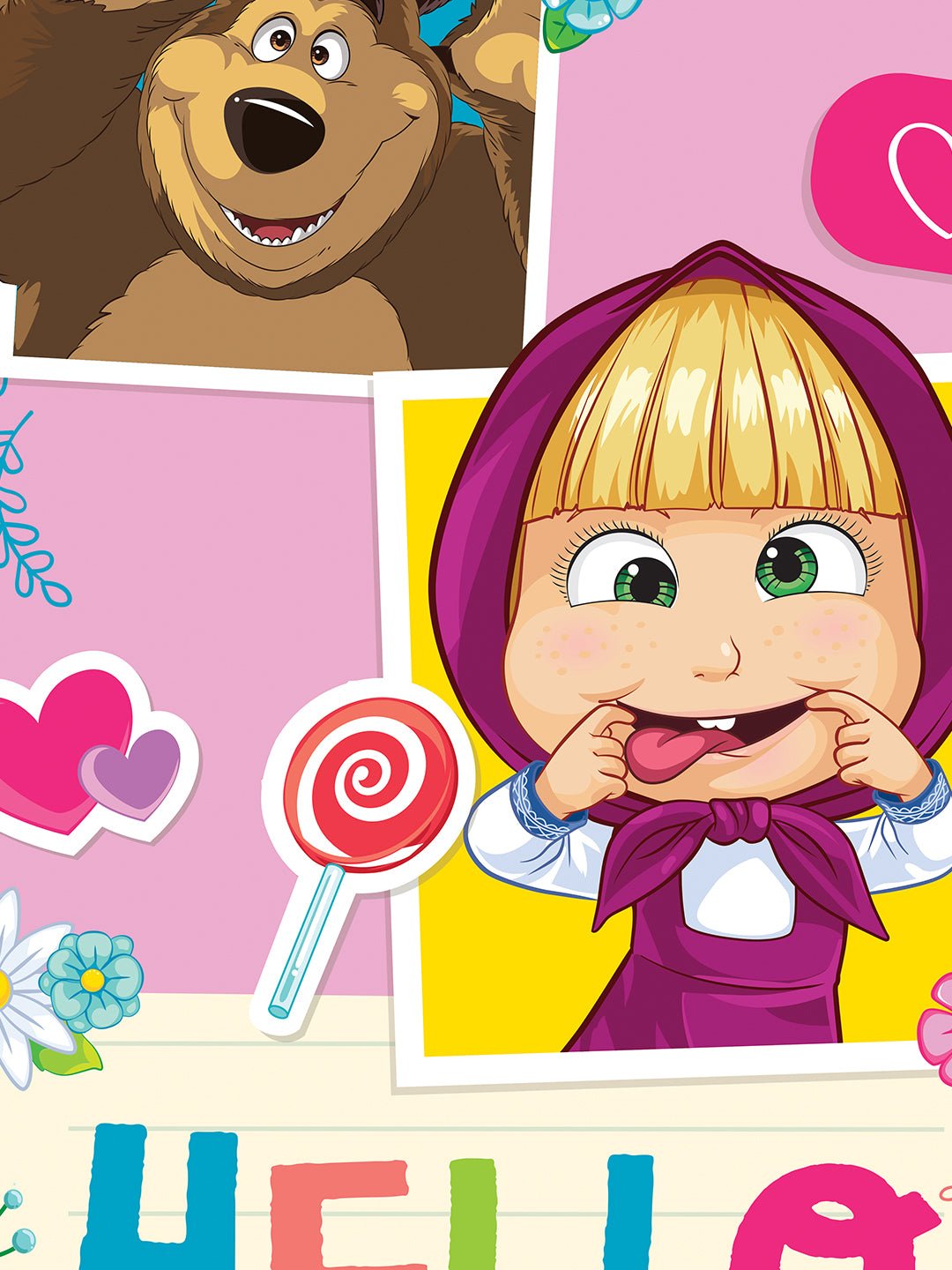 Athom Living Mash and The Bear Cotton Double Kids Bedsheet Set 180 TC 274x274 cm - Athom Living