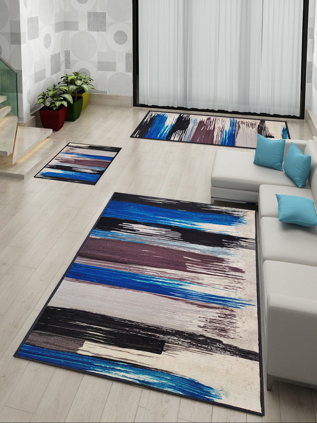 Canvas Blue Anti - Slip Doormat, Runner & Carpet Set by Athom Living - Athom Living