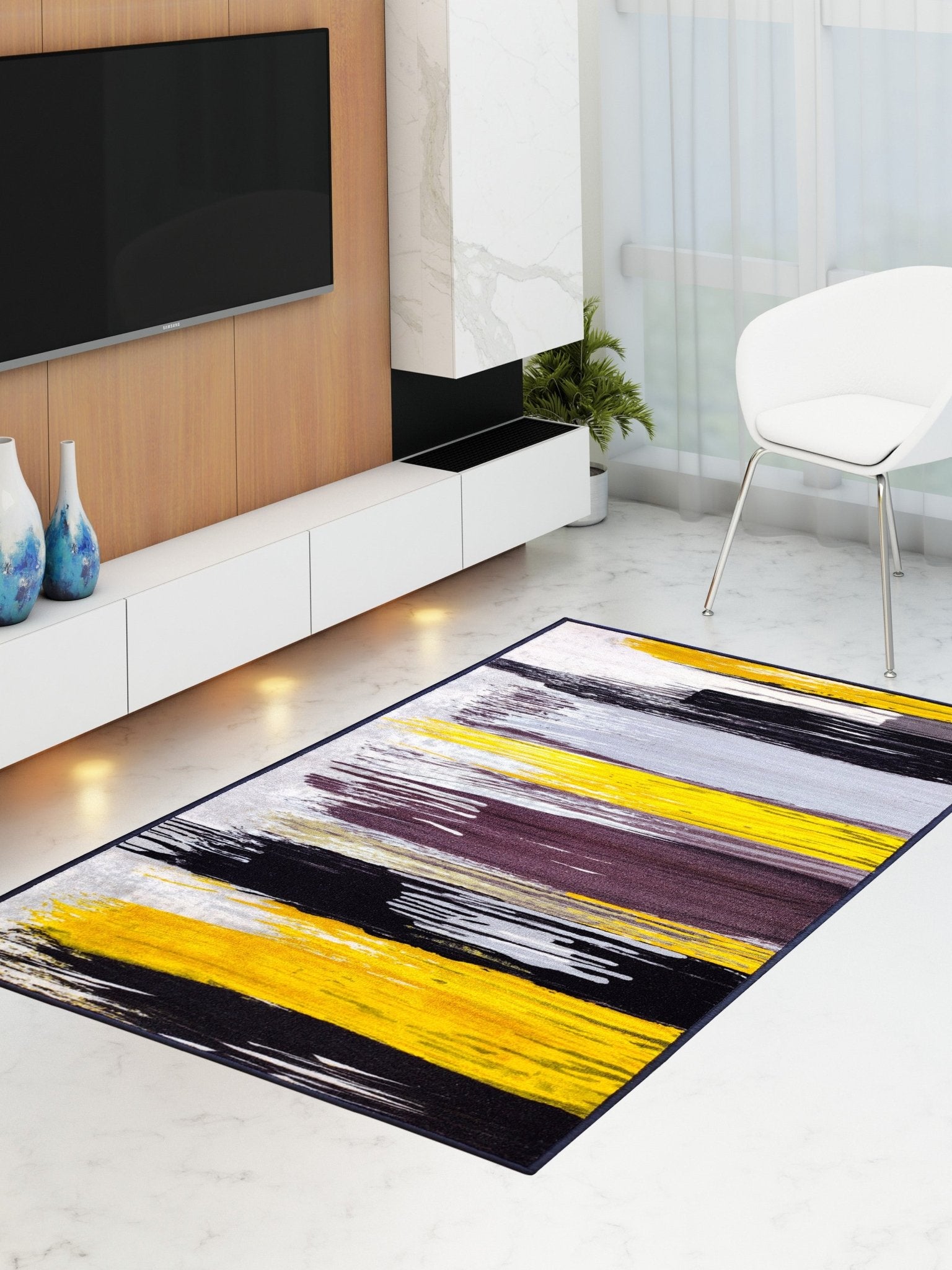 Canvas Yellow Premium Anti-Slip Printed Carpet by Athom Living - Athom Living