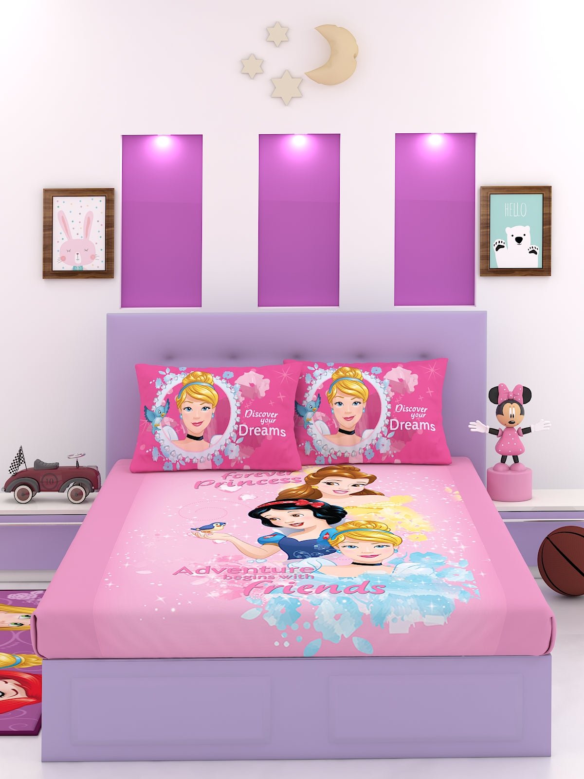 Disney Discover Your Dreams Princess Cotton Double Bedsheet Set - King Size - Athom Living