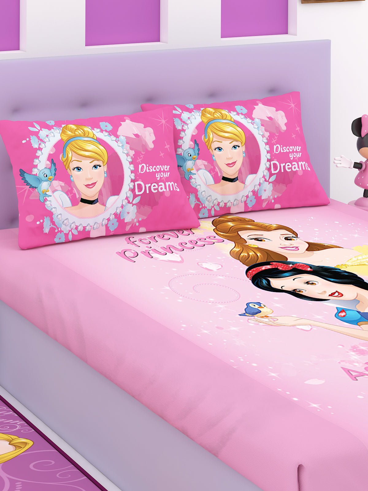 Disney Discover Your Dreams Princess Cotton Double Bedsheet Set - King Size - Athom Living