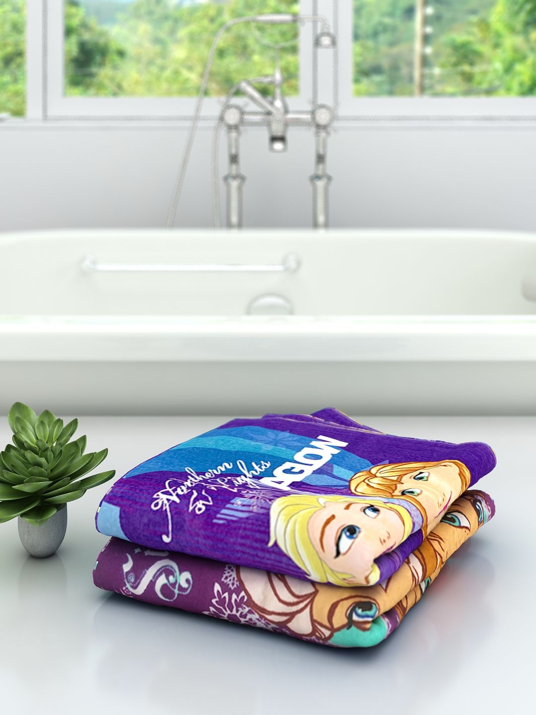 Disney Frozen "Northern Lights A Glow" Kids Bath Towel Combo - Pack of 2 by Athom Living - Athom Living
