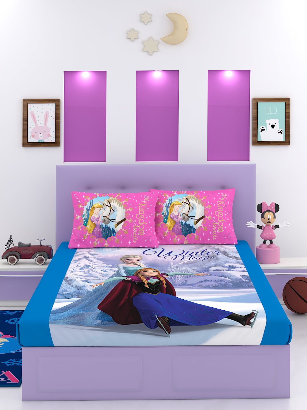 Disney Frozen Winter Magic Cotton Double Bedsheet Set - King Size - Athom Living