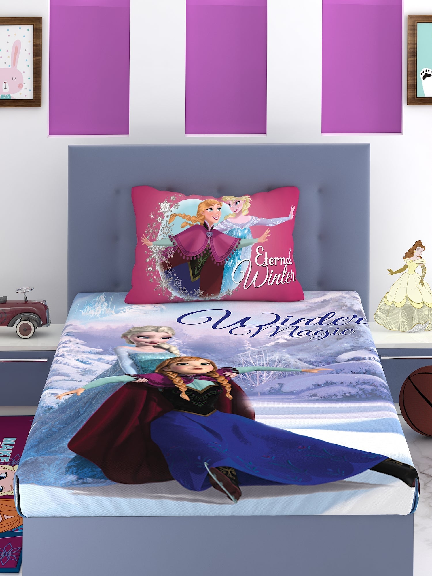 Disney Frozen Winter Magic Cotton Single Bedsheet Set - Athom Living