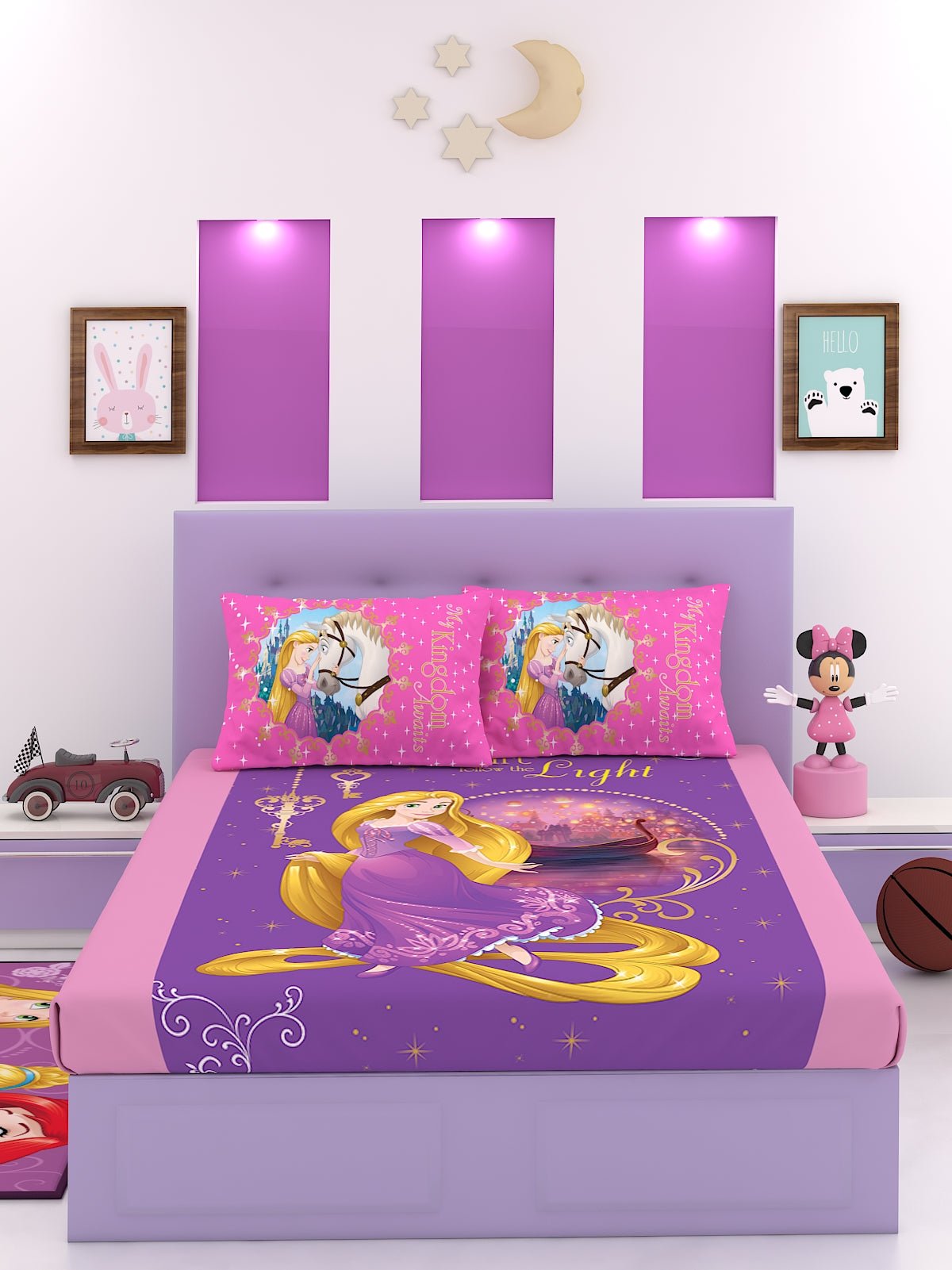 Disney Let Your Heart Follow the Light Princess Cotton Double Bedsheet Set - King Size - Athom Living