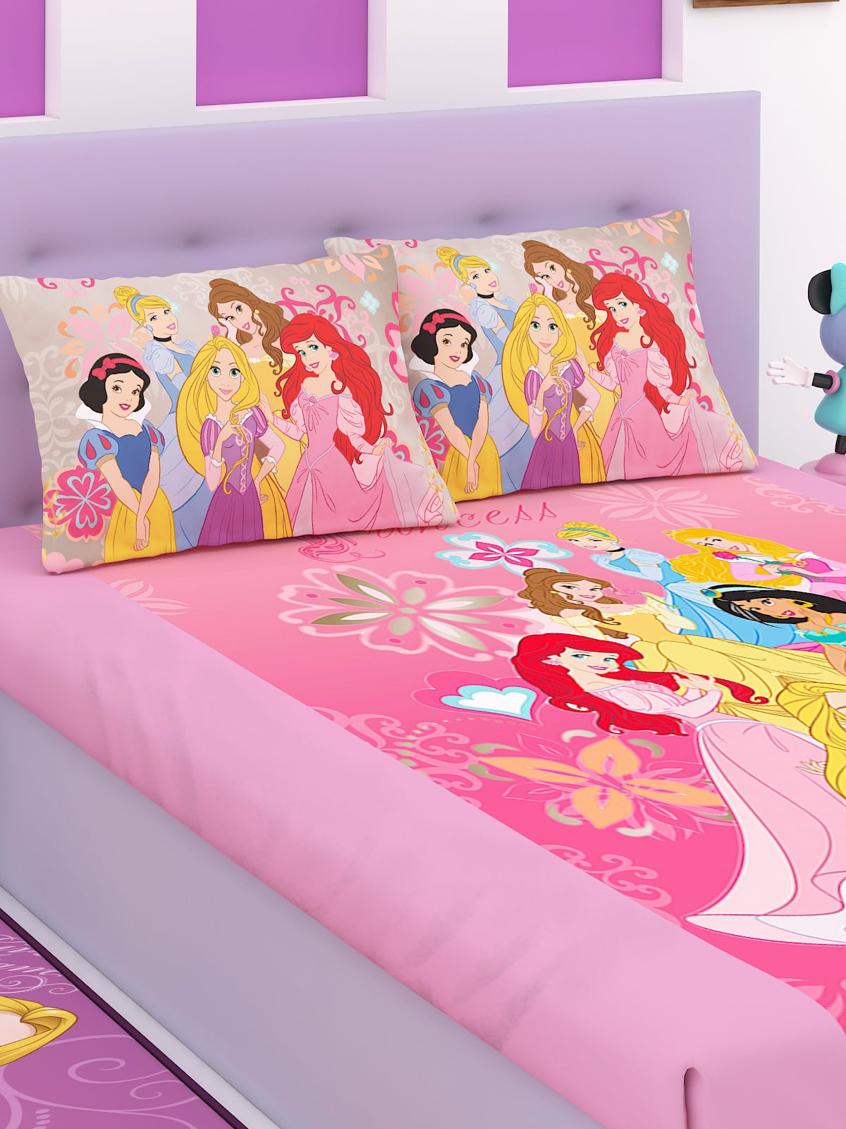 Disney Princess Group Cotton Double Bedsheet Set - King Size - Athom Living