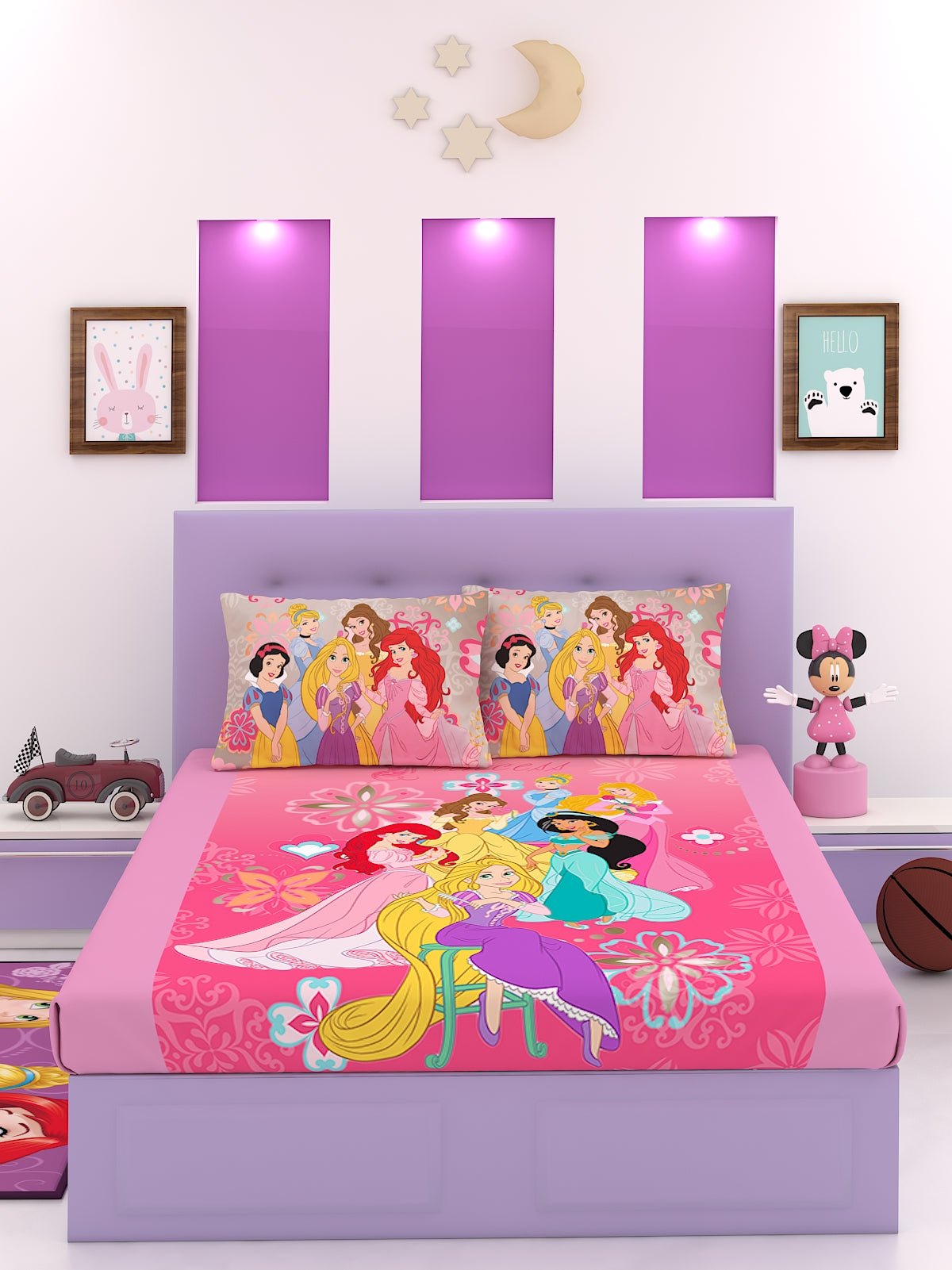 Disney Princess Group Cotton Double Bedsheet Set - King Size - Athom Living