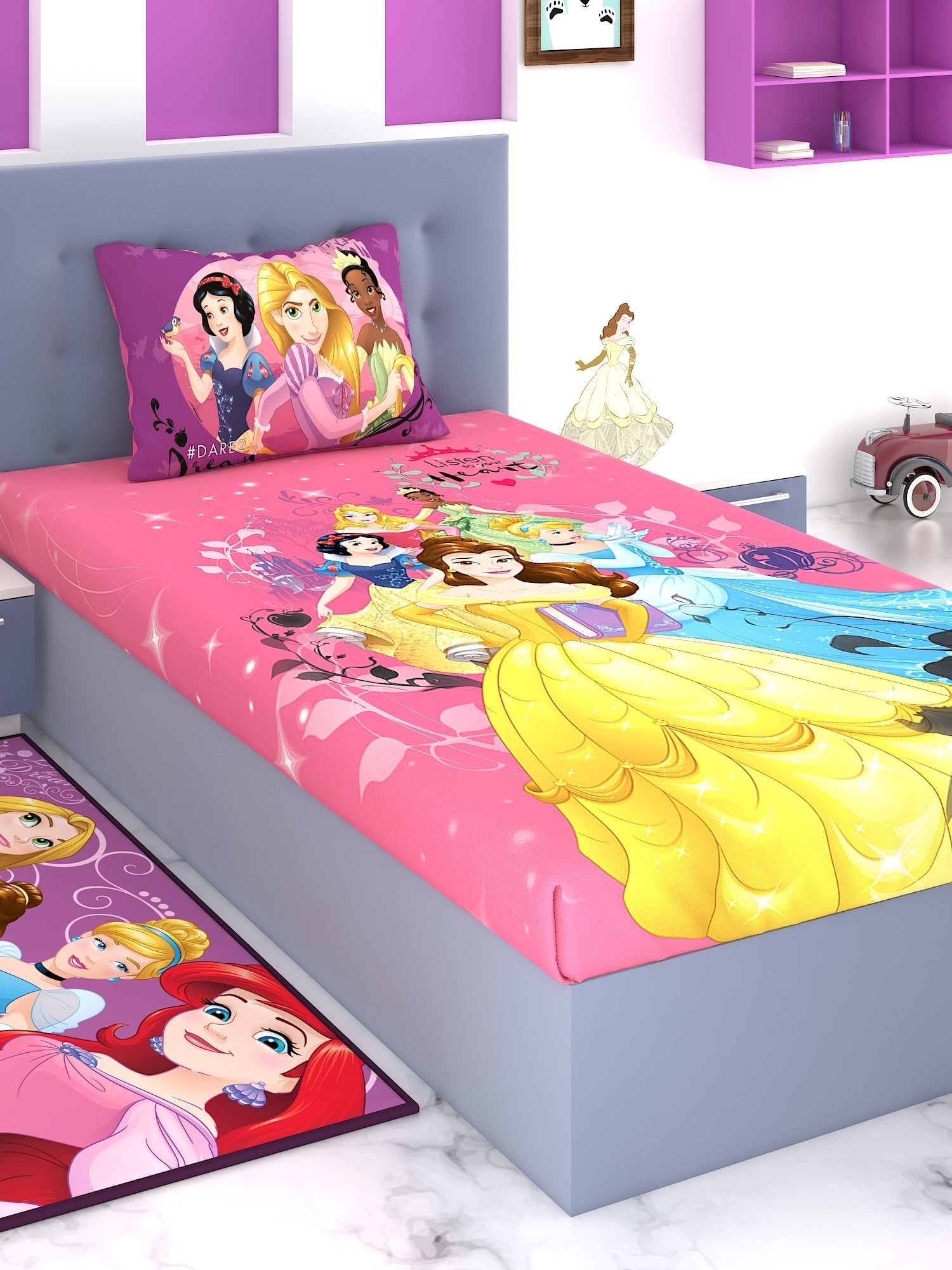 Disney Princess Listen To Your Heart Cotton Single Bedsheet Set - Athom Living
