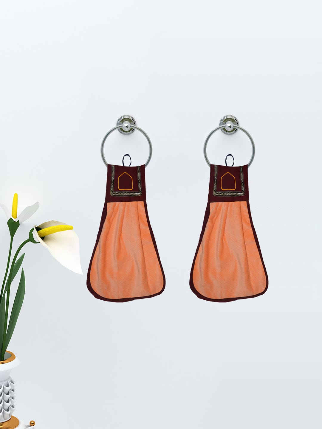 Loop Hanging Cotton Orange Washbasin Towel for Kitchen and Bathroom by Athom Living - Athom Living
