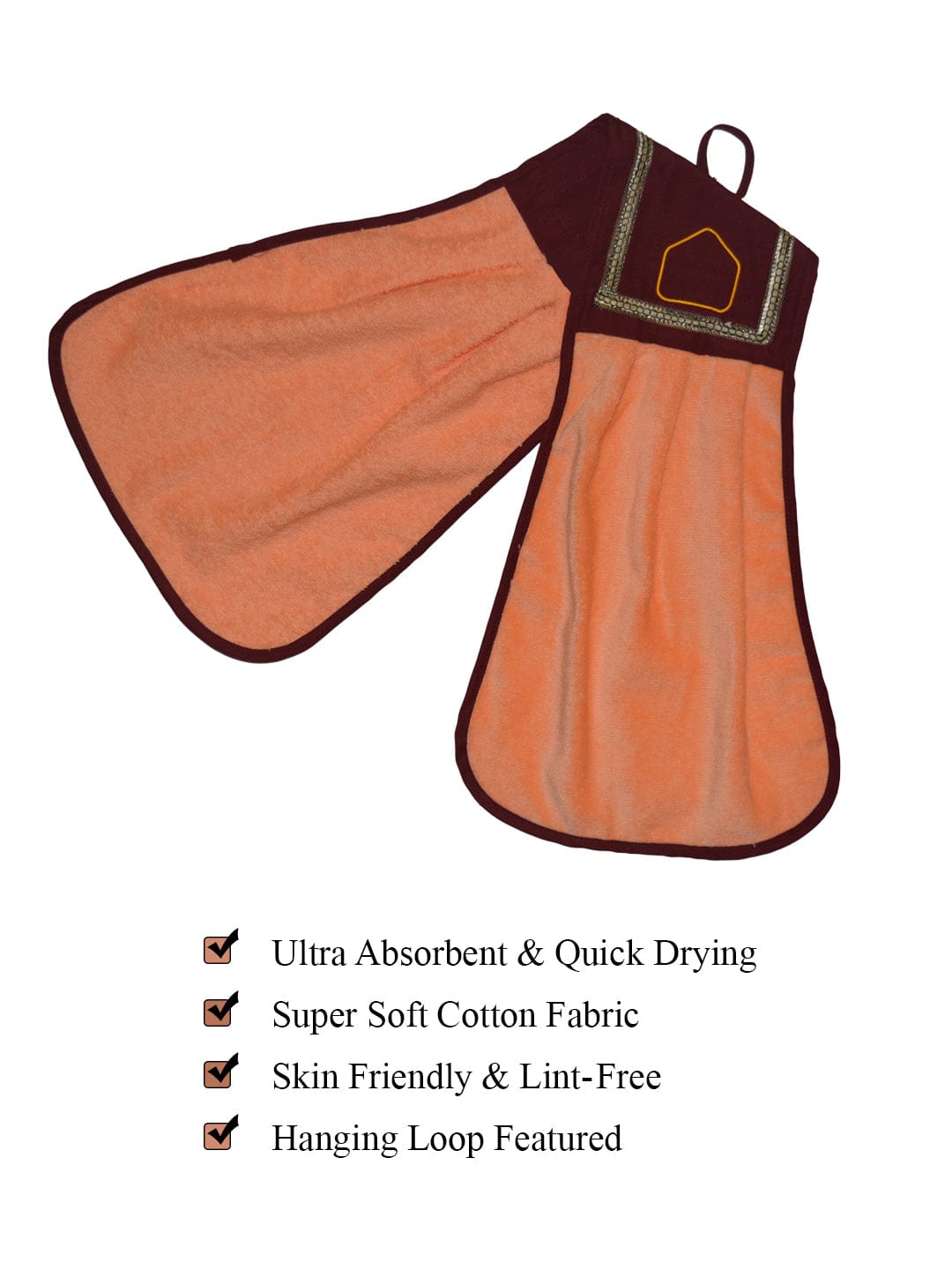 Loop Hanging Cotton Orange Washbasin Towel for Kitchen and Bathroom by Athom Living - Athom Living