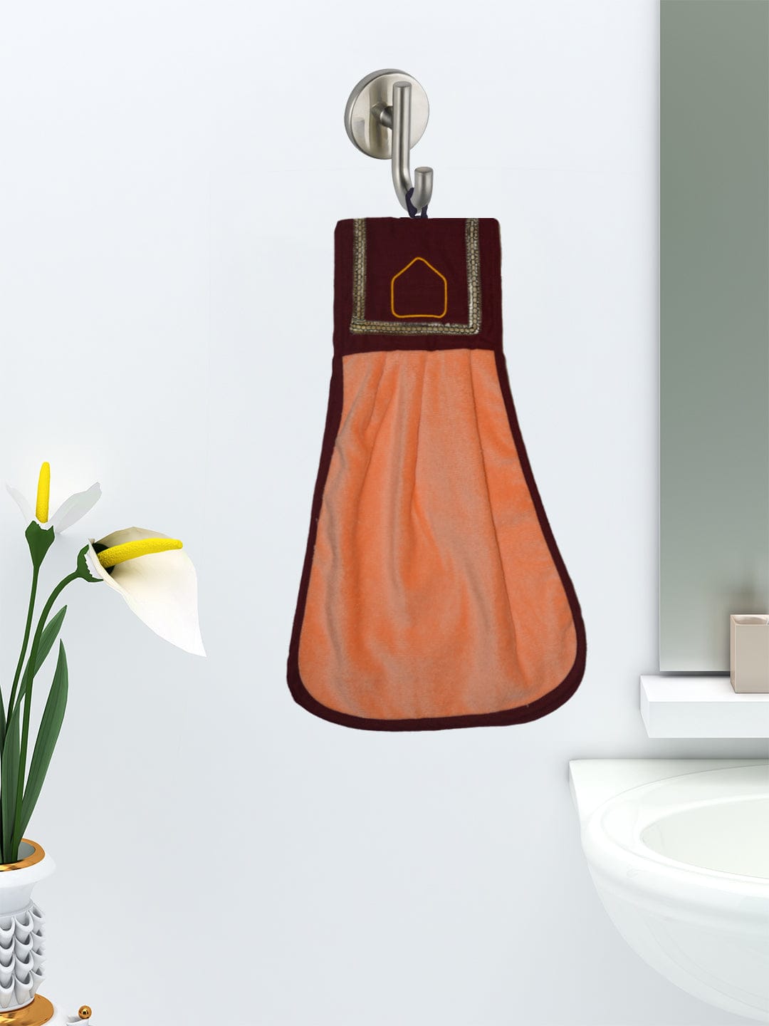 Loop Hanging Cotton Orange Washbasin Towel for Kitchen and Bathroom by Athom Living - Athom Living