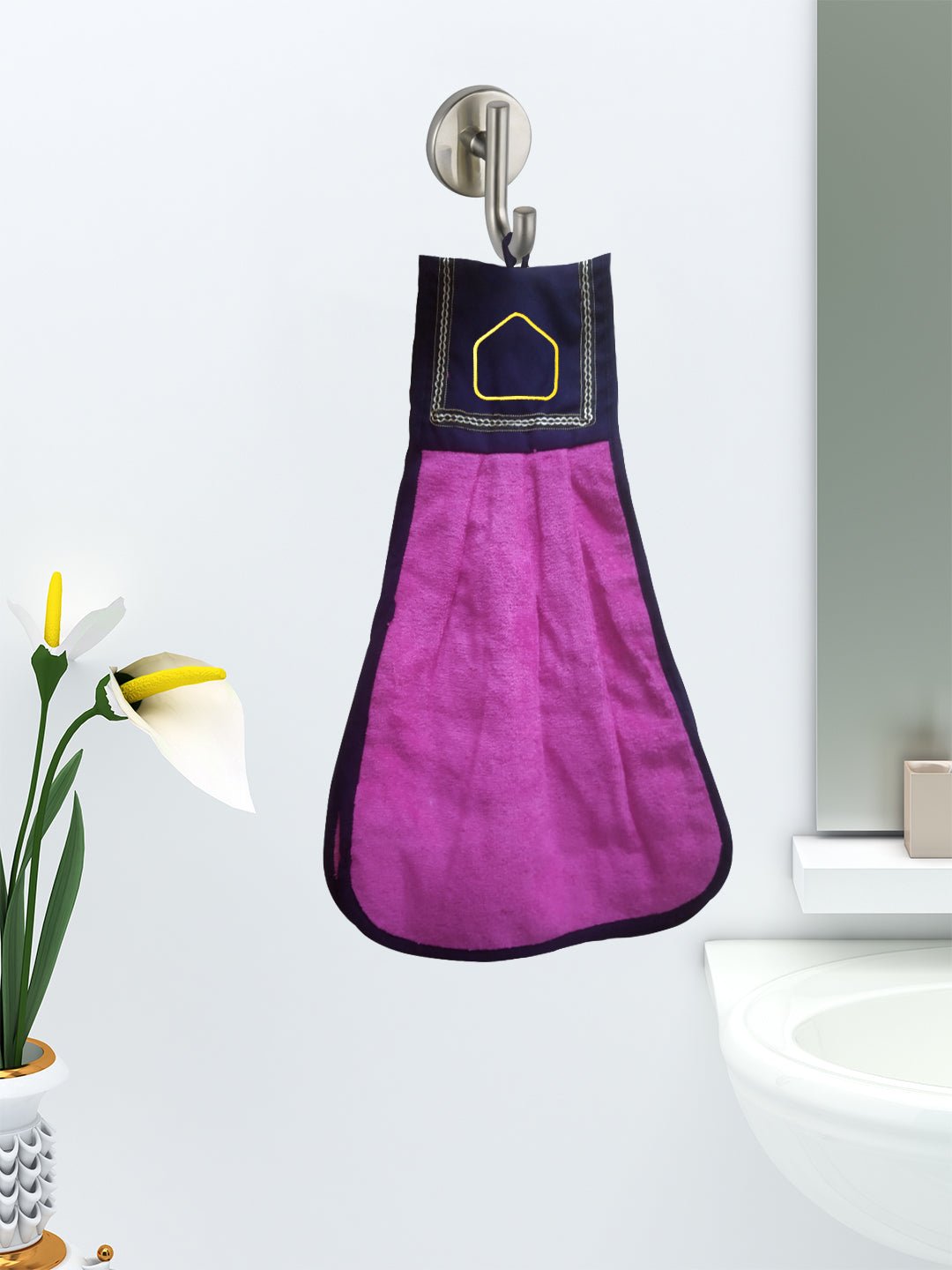 Loop Hanging Cotton Pink Washbasin Towel for Kitchen and Bathroom by Athom Living - Athom Living