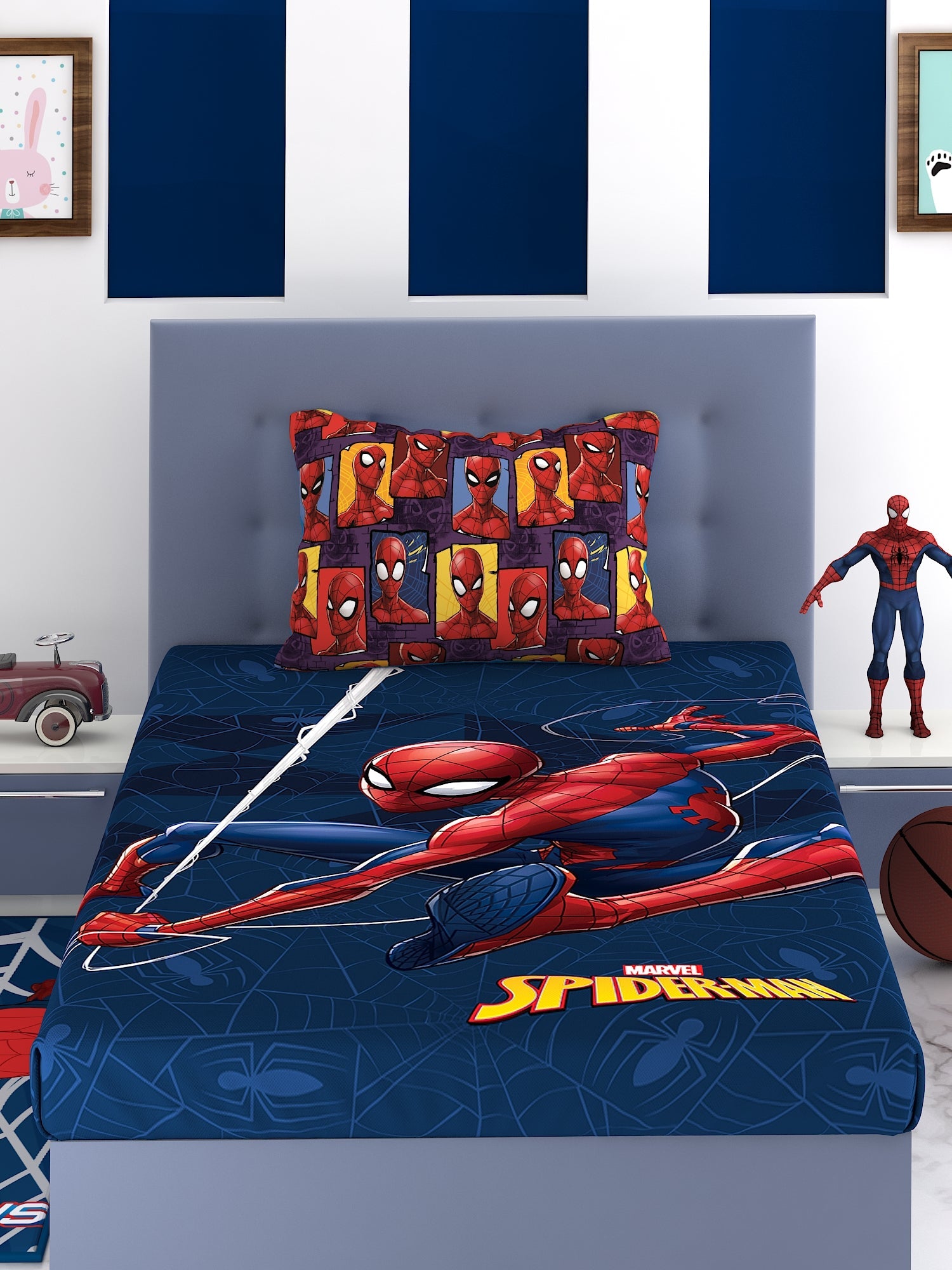 Marvel Spiderman Cotton Single Bedsheet Set - Athom Living