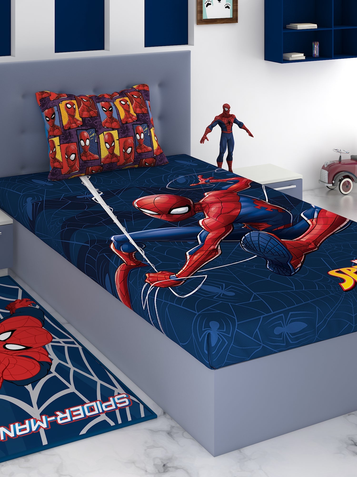 Marvel Spiderman Cotton Single Bedsheet Set - Athom Living