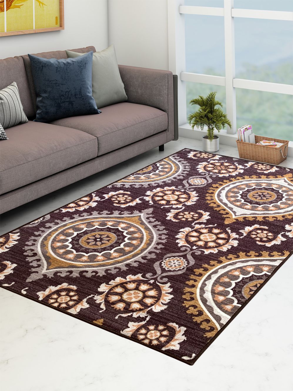 Persian Brown Anti Slip Doormat, Runner & Carpet Set by Athom Living - Athom Living