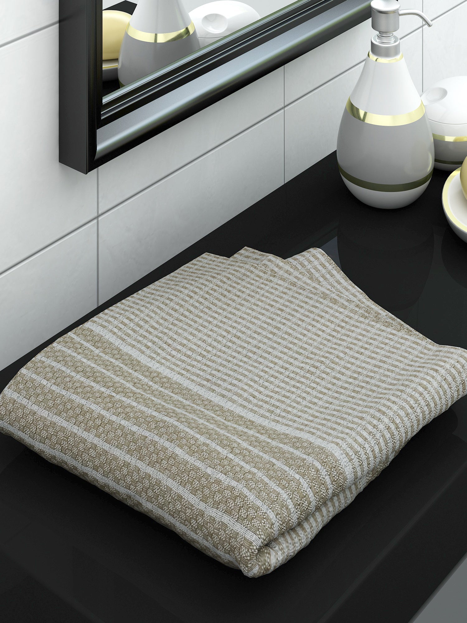 Premium Amor Beige Cotton Bath Towel by Athom Living - Athom Living